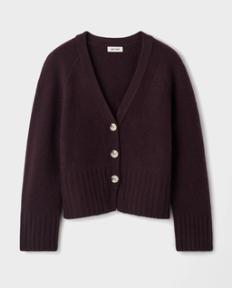 Burgundowy kaszmirowy kardigan - Image #1