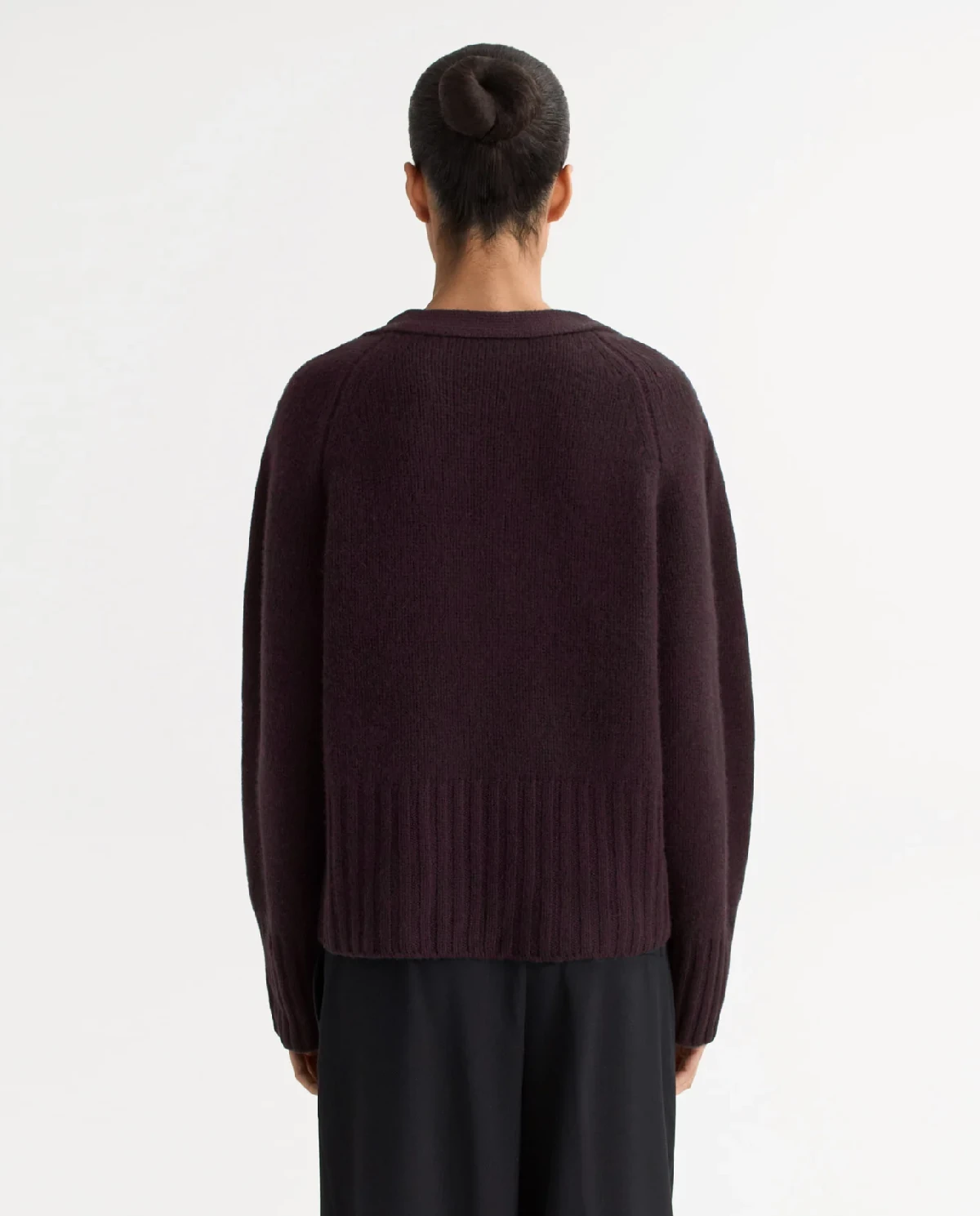 Burgundowy kaszmirowy kardigan - Image #3