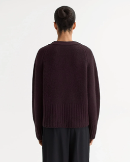 Burgundowy kaszmirowy kardigan - Image #3