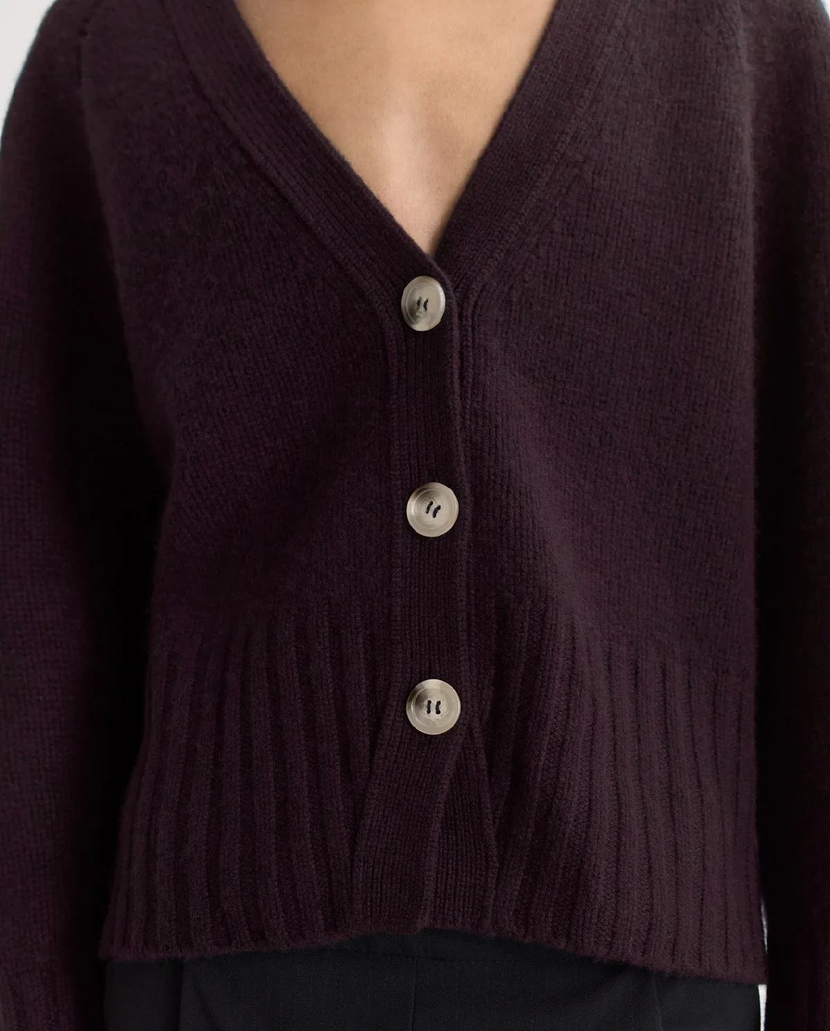 Burgundowy kaszmirowy kardigan - Image #4
