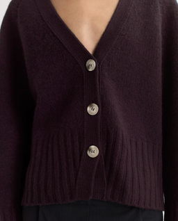 Burgundowy kaszmirowy kardigan - Image #4