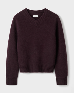 Burgundowy sweter z dekoltem w serek - Image #1