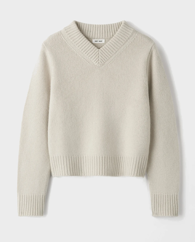 Kaszmirowy sweter z dekoltem w serek