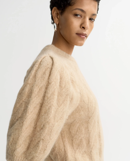 Dzianinowa beżowa bluzka - Image #4