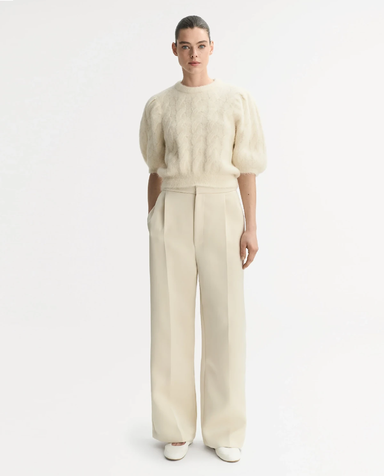 Dzianinowa kremowa bluzka - Image #2