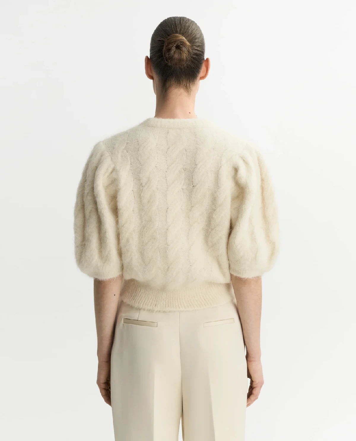 Dzianinowa kremowa bluzka - Image #3