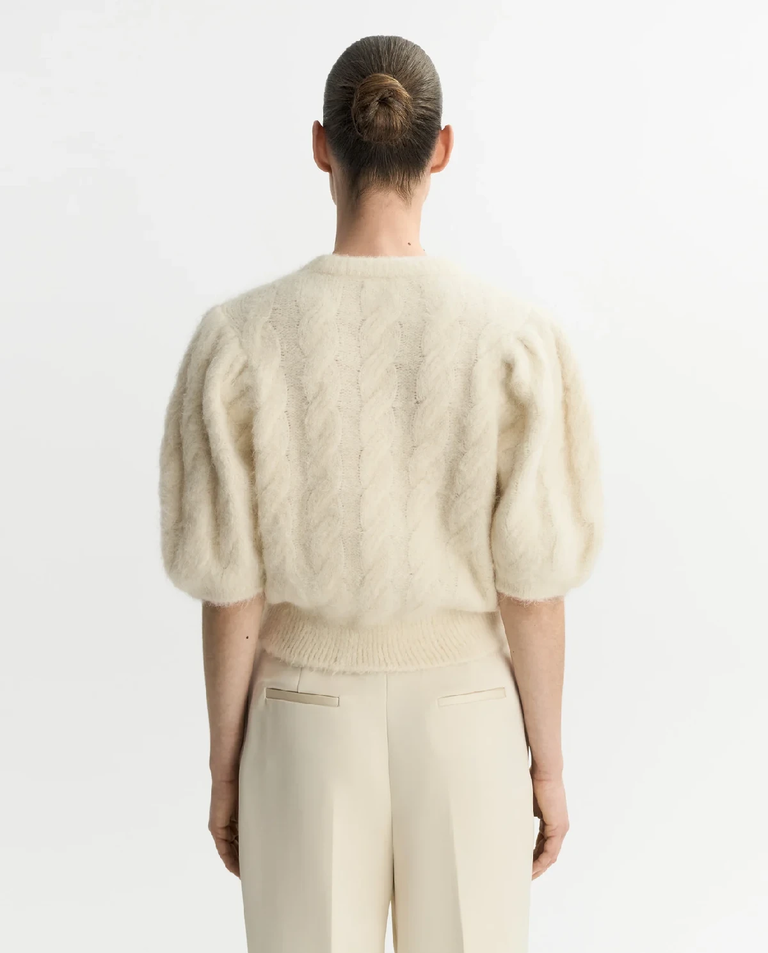 Dzianinowa kremowa bluzka - Image #3