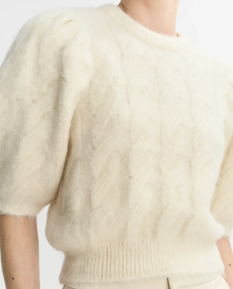 Dzianinowa kremowa bluzka - Image #4