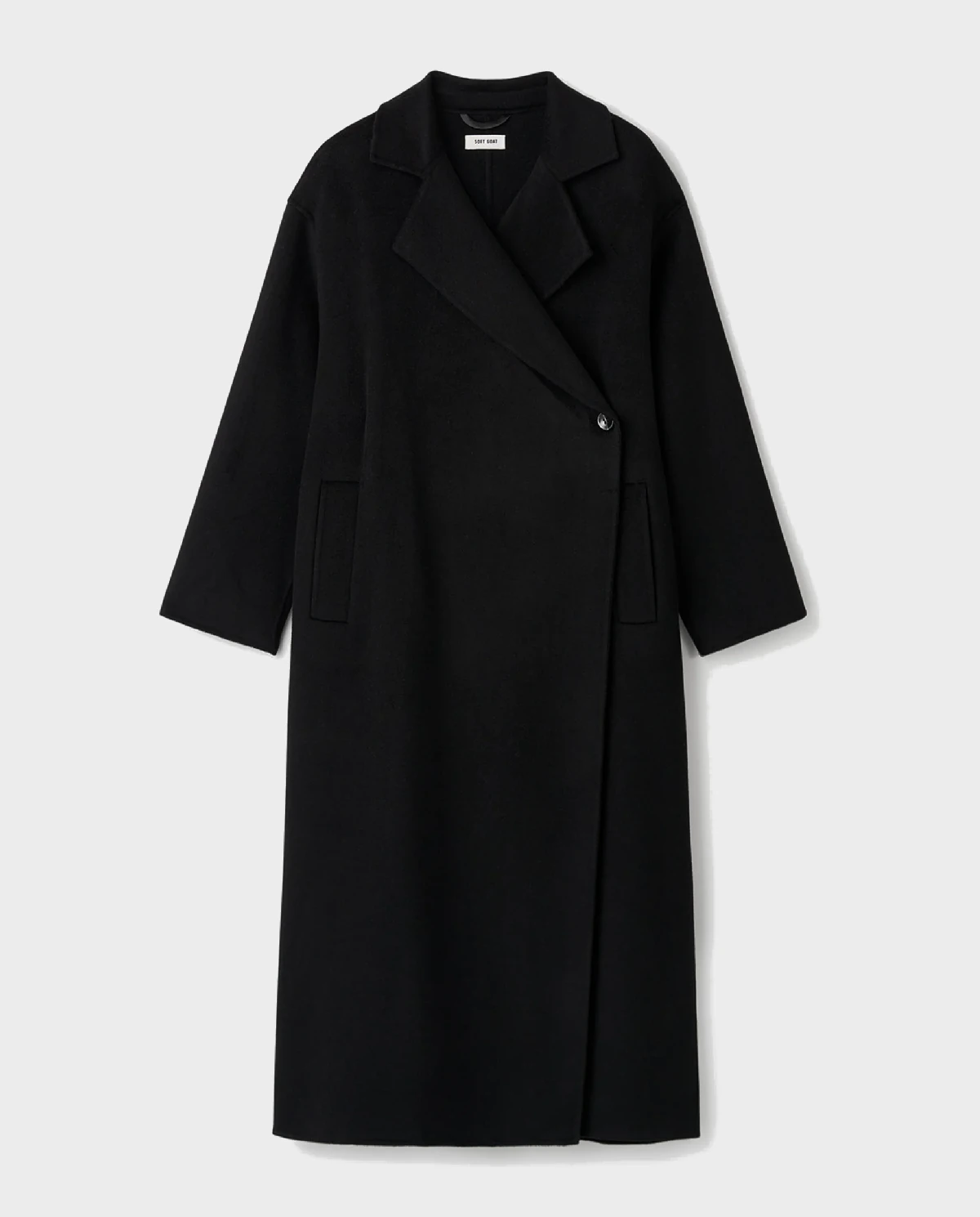 Czarny jednorzędowy płaszcz - Image #1