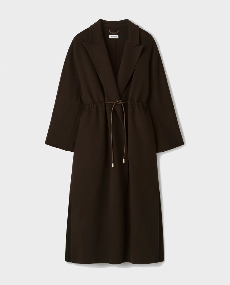 Ciemnobrązowy płaszcz ze ściągaczem