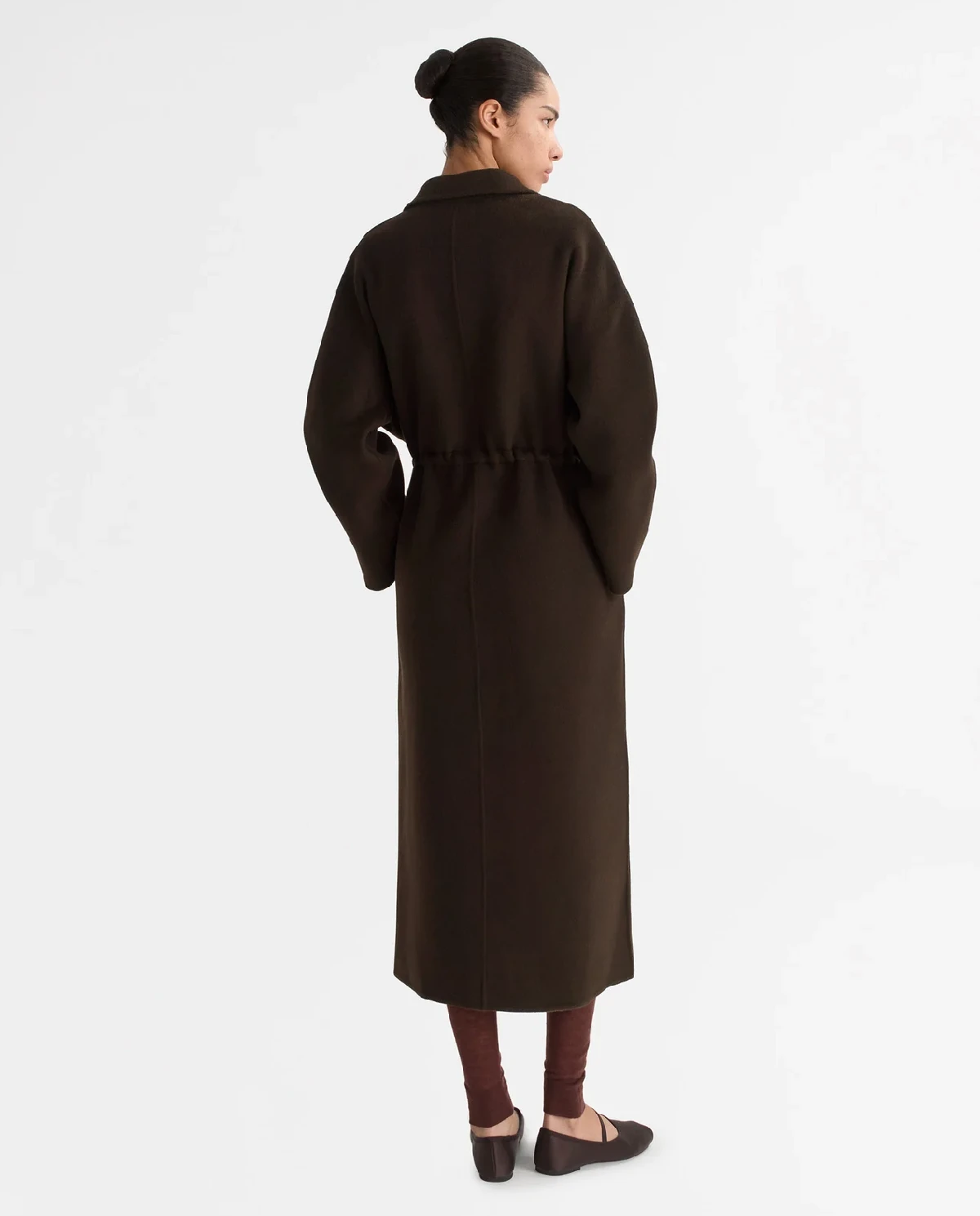 Ciemnobrązowy płaszcz ze ściągaczem - Image #2
