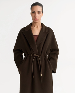 Ciemnobrązowy płaszcz ze ściągaczem - Image #3