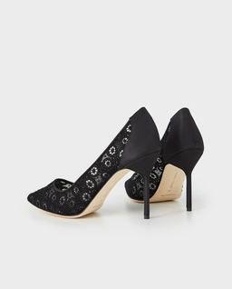 Czarne koronkowe szpilki BB 90 - Image #2