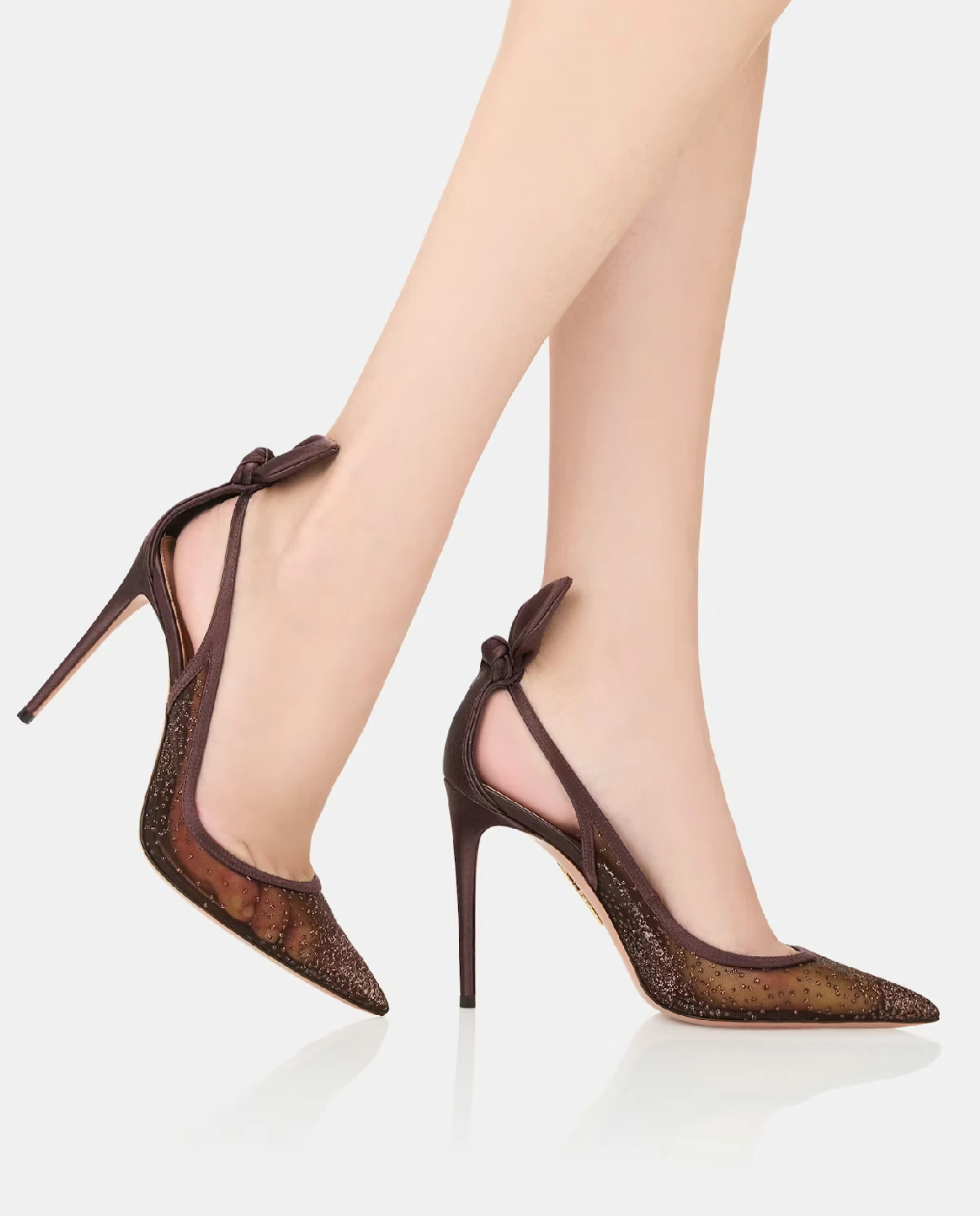 Brązowe szpilki Bow Tie 105 - Image #1