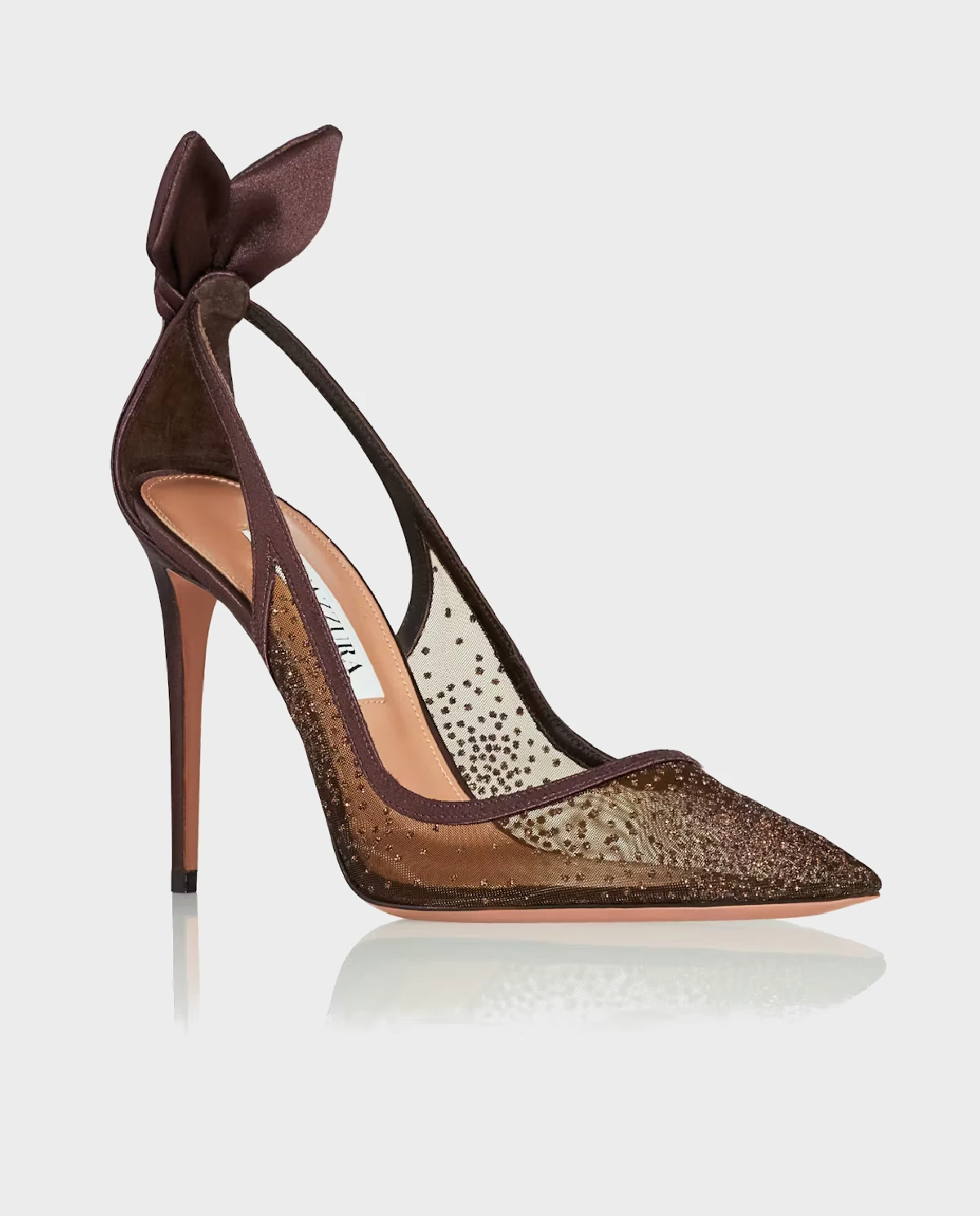 Brązowe szpilki Bow Tie 105 - Image #2