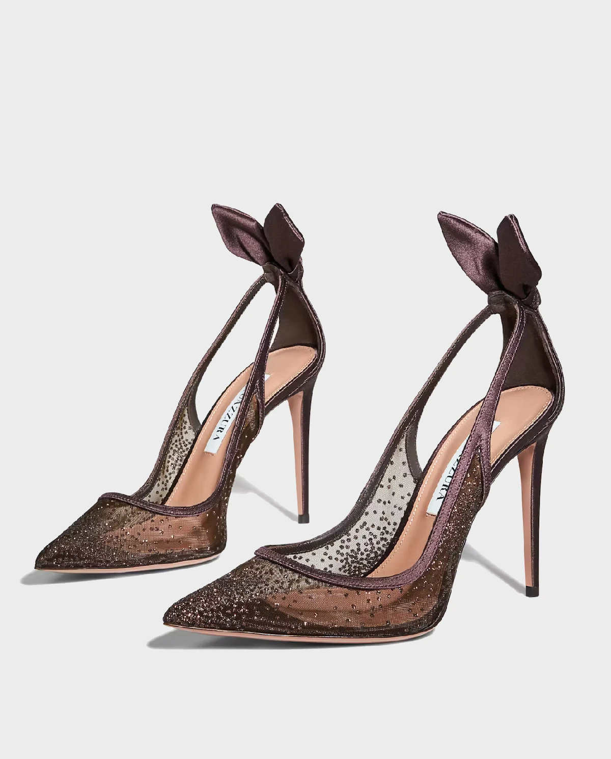 Brązowe szpilki Bow Tie 105 - Image #3