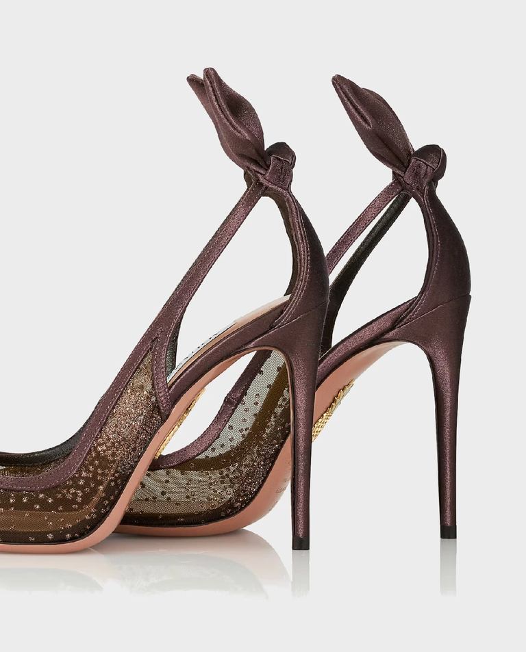 Brązowe szpilki Bow Tie 105 - Image #4