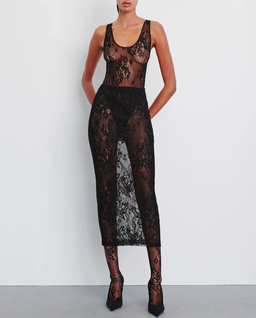 Czarna koronkowa spódnica midi - Image #1