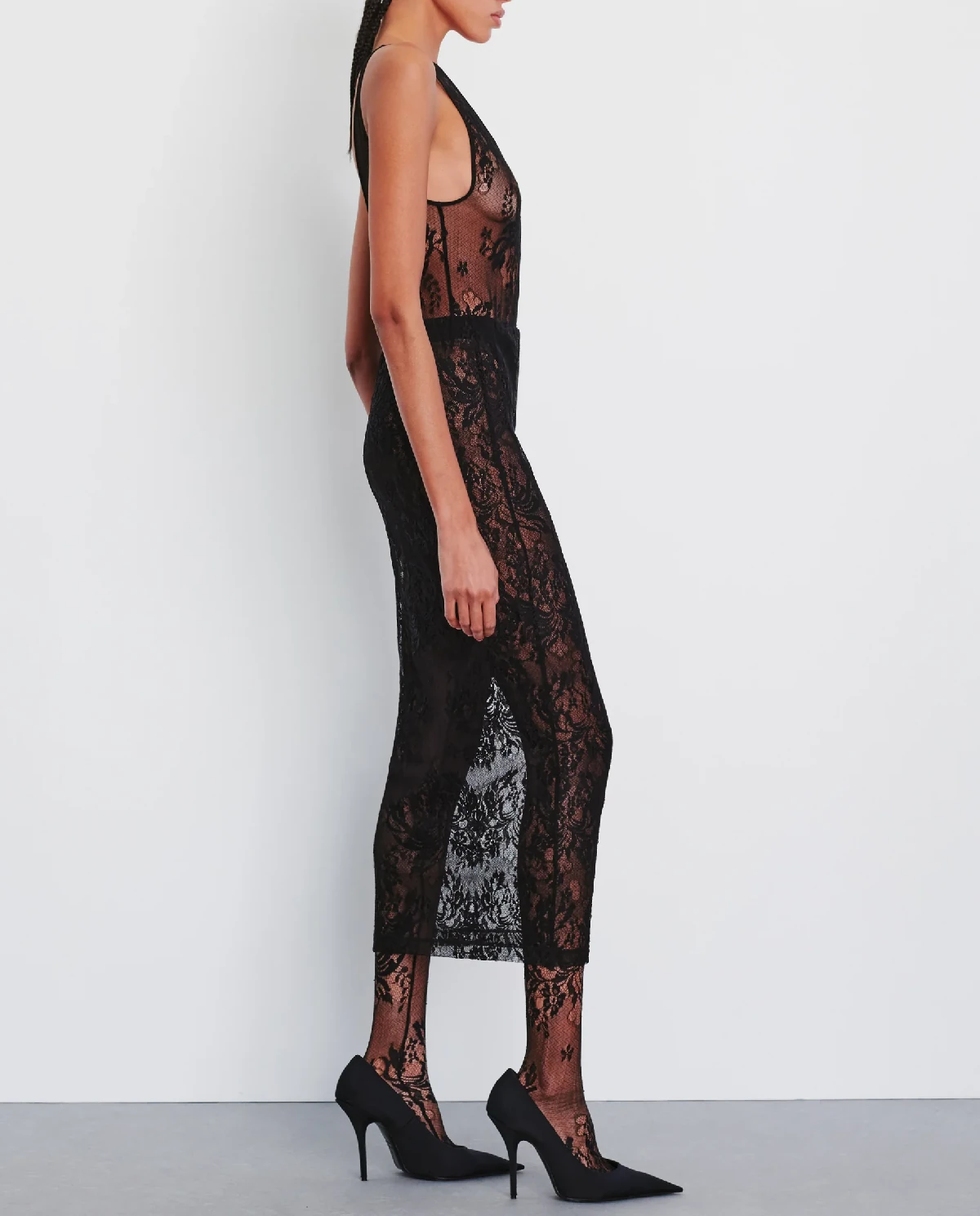 Czarna koronkowa spódnica midi - Image #2