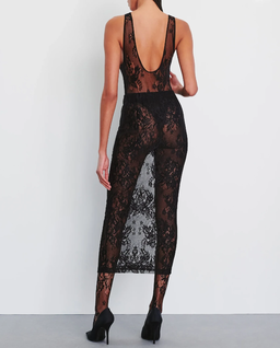 Czarna koronkowa spódnica midi - Image #3