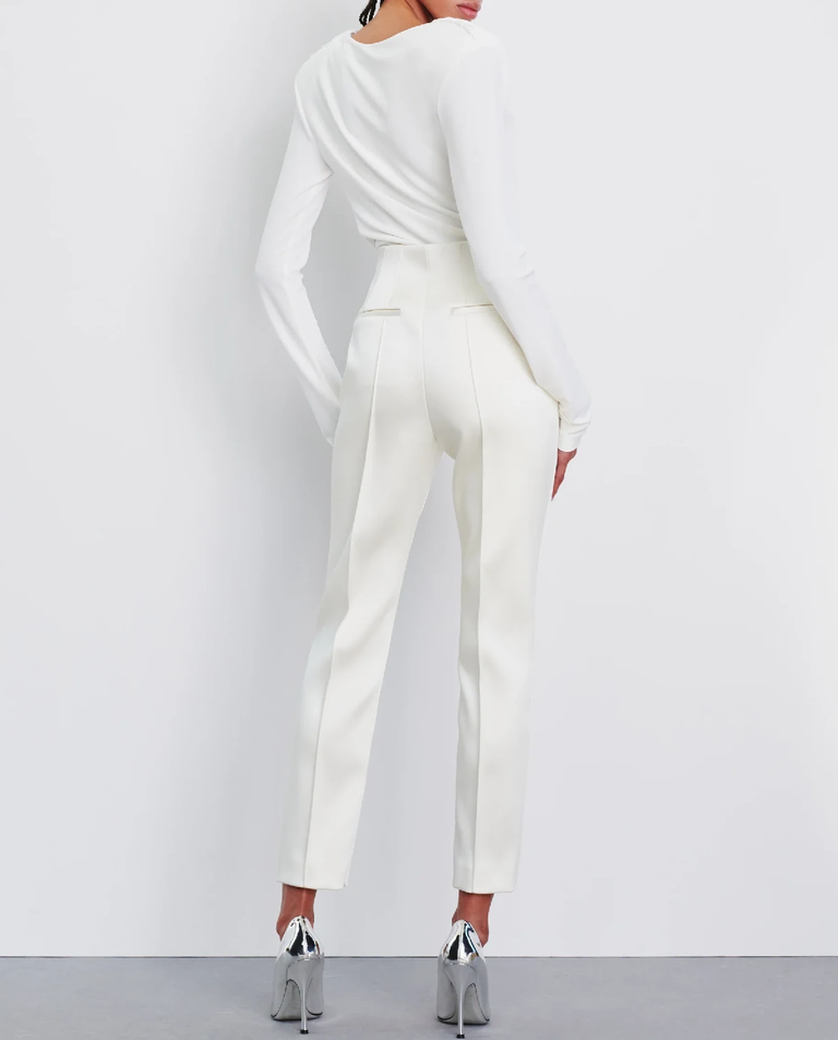 Białe spodnie w kant - Image #2