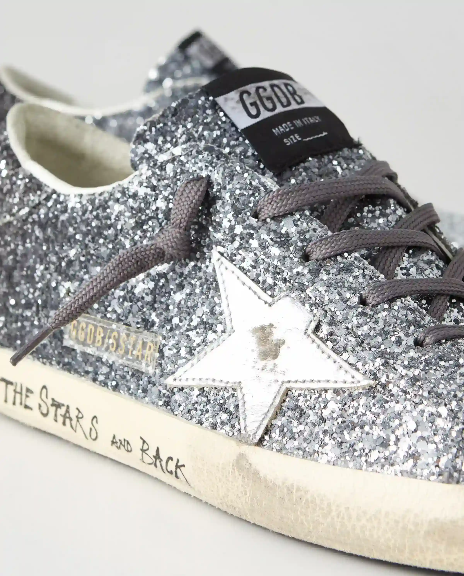 Skórzane sneakersy z brokatem Super Star - Image #3