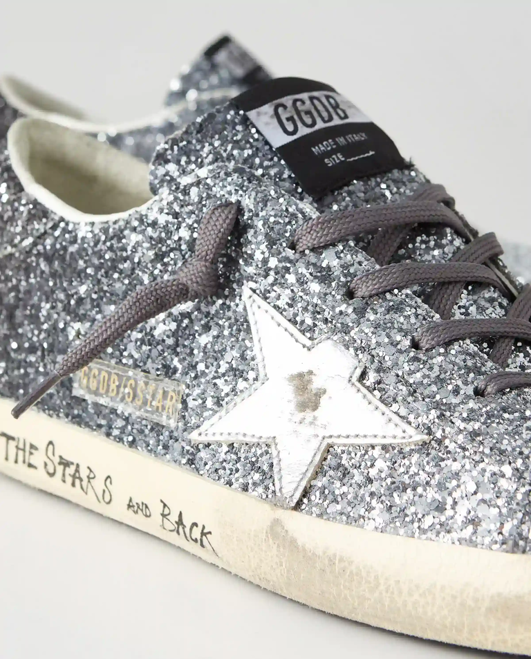 Skórzane sneakersy z brokatem Super Star - Image #3