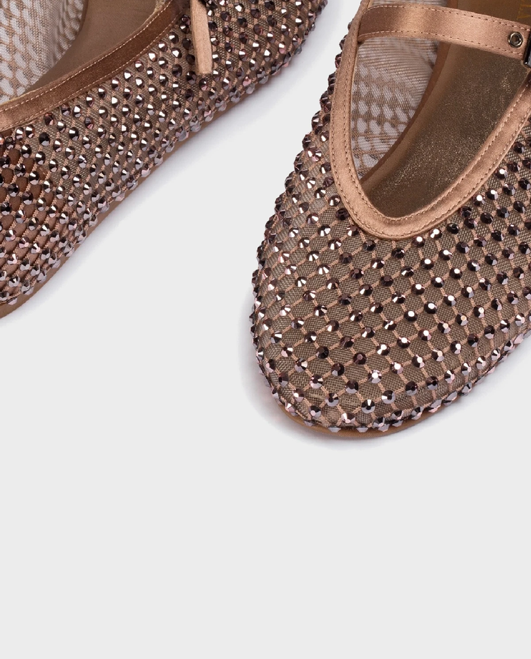 Brązowe baleriny z kryształkami Gilda - Image #3
