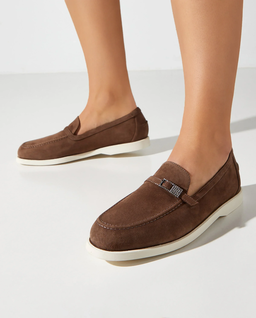 Brązowe zamszowe mokasyny - Image #0