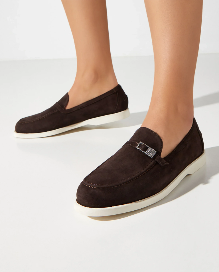 Ciemnobrązowe zamszowe mokasyny