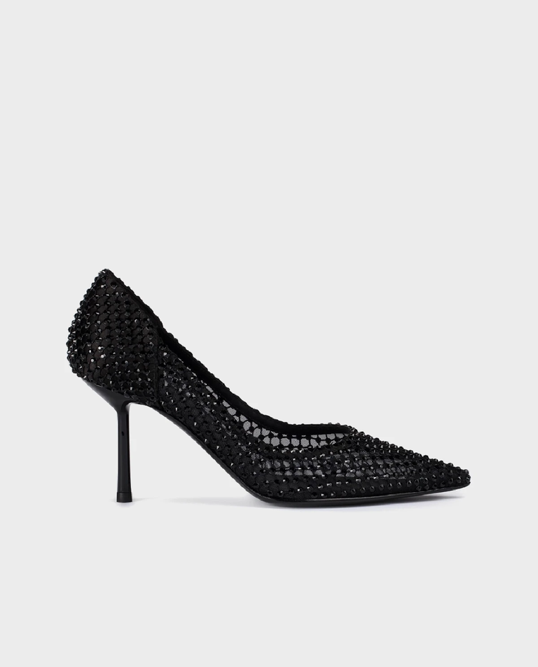 Czarne szpilki z kryształkami Gilda 80