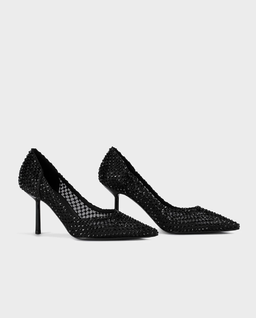 Czarne szpilki z kryształkami Gilda 80 - Image #1