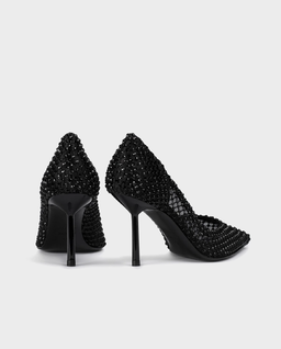 Czarne szpilki z kryształkami Gilda 80 - Image #2