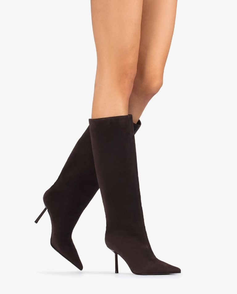 Ciemnobrązowe zamszowe kozaki Bella 80