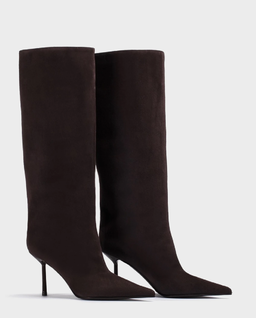 Ciemnobrązowe zamszowe kozaki Bella 80 - Image #2