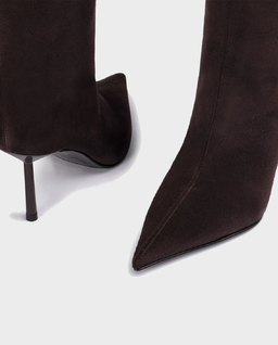 Ciemnobrązowe zamszowe kozaki Bella 80 - Image #4