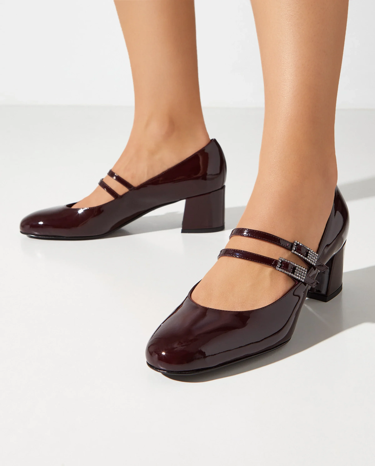 Bordowe czółenka Mary Jane Danielle 50