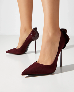Bordowe zamszowe szpilki Petalo 120 - Image #0