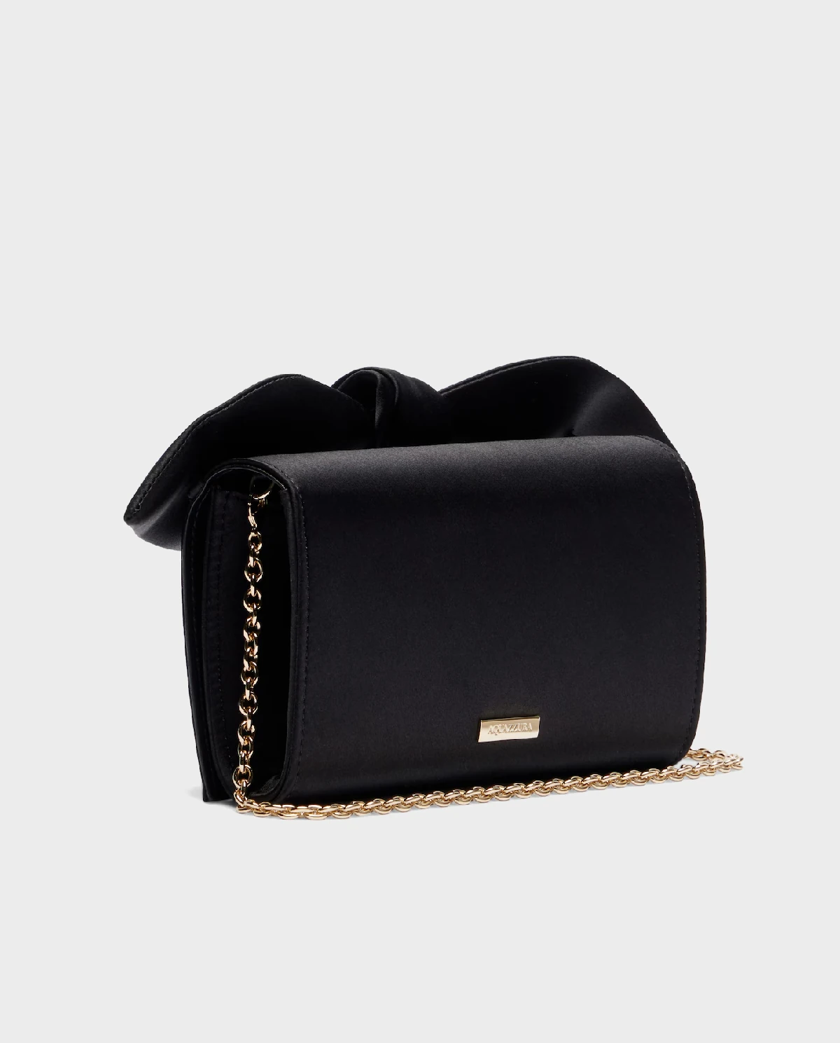 Czarna satynowa kopertówka Bow Tie Mini - Image #1