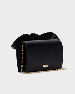 Czarna satynowa kopertówka Bow Tie Mini - Image #1