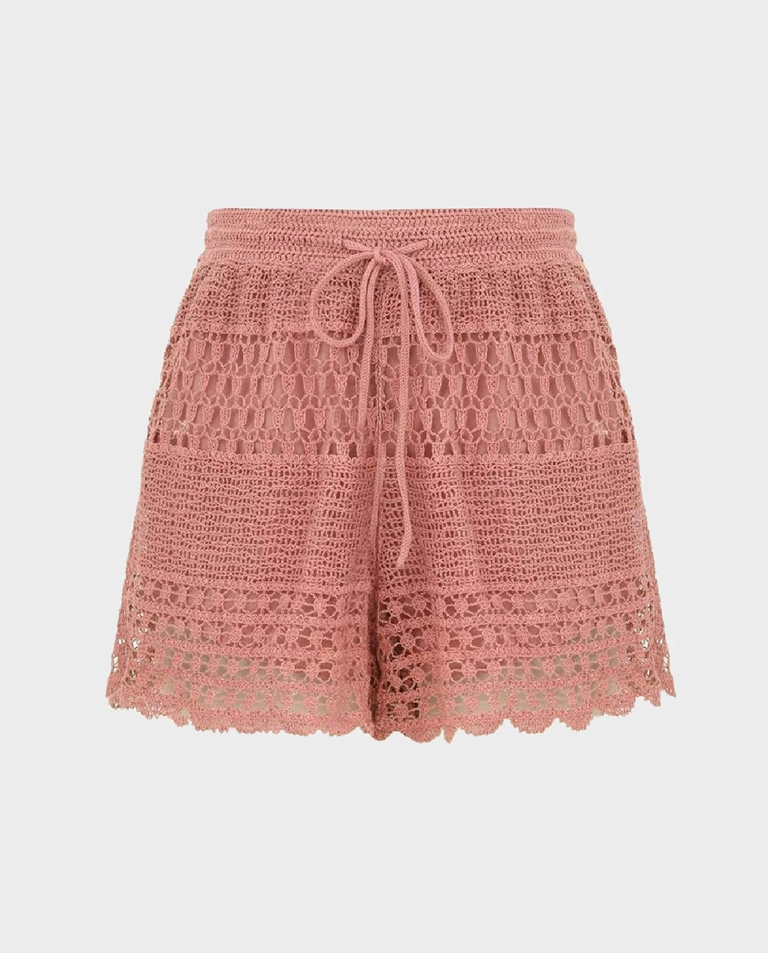 Różowe szydełkowe spodenki Wanderlust