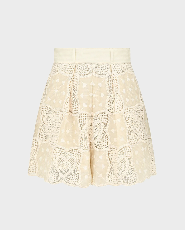 Kremowe ażurowe szorty
