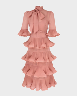 Ciemnoróżowa sukienka z falbanami - Image #1