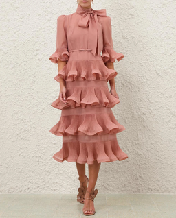 Ciemnoróżowa sukienka z falbanami - Image #2