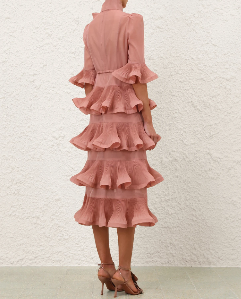 Ciemnoróżowa sukienka z falbanami - Image #3