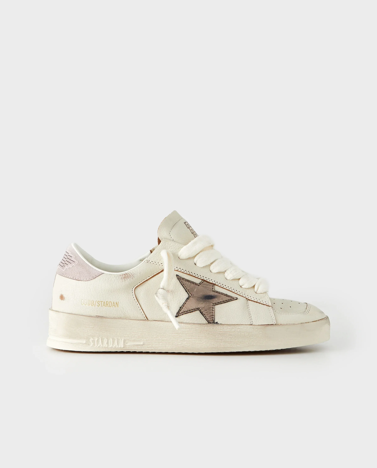 Białe sneakersy Stardan ze srebrną gwiazdą