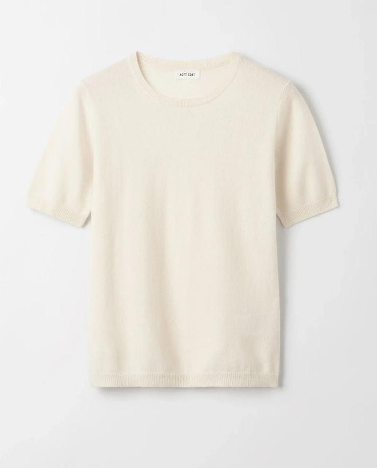 Kaszmirowy sweter z krótkim rękawem