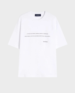 Biały bawełniany t-shirt z nadrukiem - Image #0