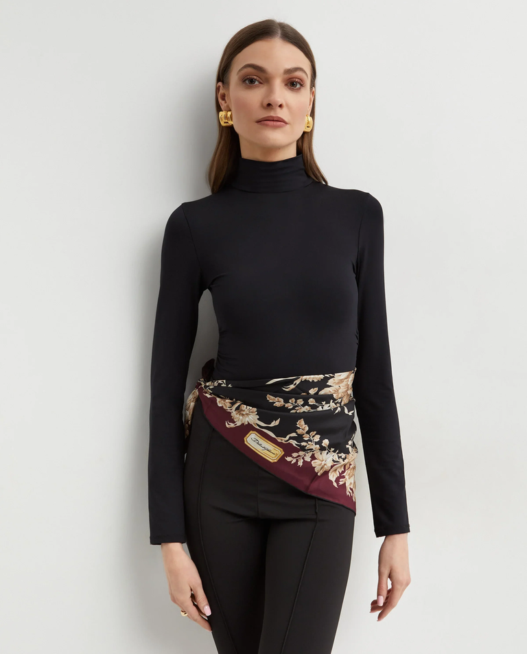 Jedwabna apaszka z nadrukiem kwiatowym - Image #2