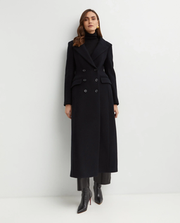 Czarny dwurzędowy płaszcz z wełny - Image #0